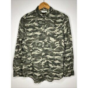 Beach Lunch Lounge Camo Camouflage Longsleeve Blouse Green Women's Medium